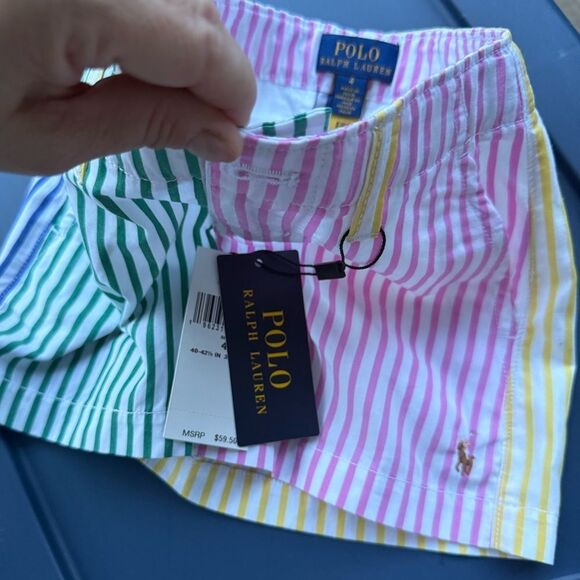 POLO RALPH LAUREN Fun Shirt Cotton Striped Shorts Girls Size 4 Multicolor - Picture 16 of 17